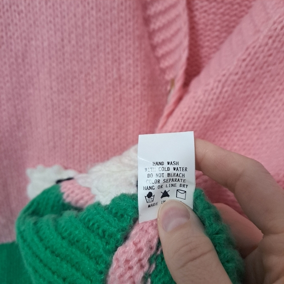 Dreamers By Debut Counting Sheep 3D Bobble  Cardigan Pink Small NWOT - Picture 7 of 7